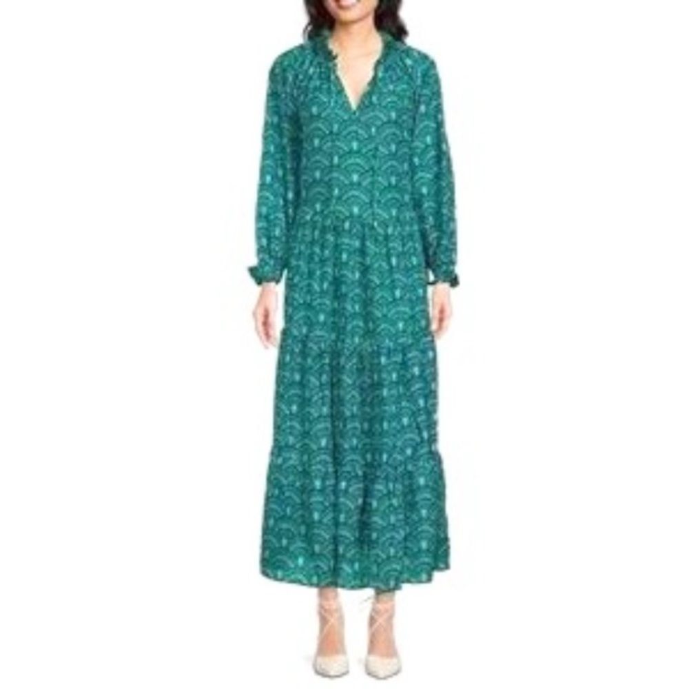 J. Marie Norah Long Sleeve Tiered Ruffle Maxi Dress Size S